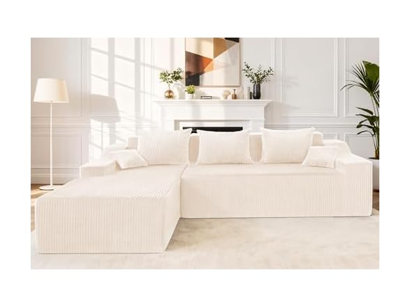 101'' Beige Modular Sectional Sofa Cloud Couch