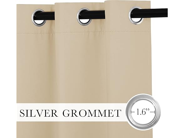 RYB HOME Beige Blackout Curtains 42"x84"