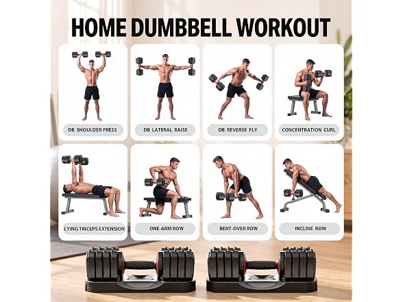 VEICK 2 Set 25 lb Adjustable Dumbbell Set