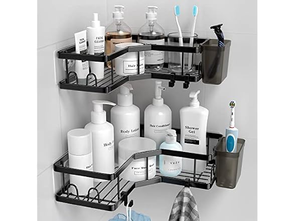 AKTECKE Corner Shower Caddy, 2 Pack Adhesive