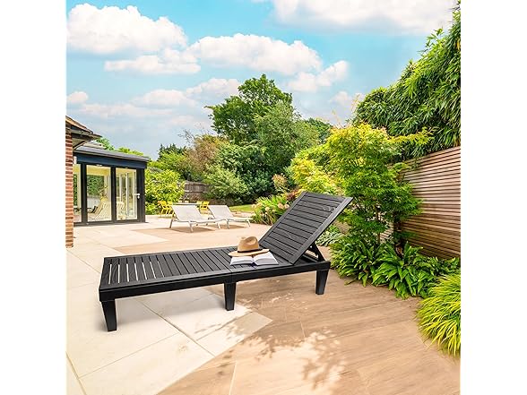 Sorbus Outdoor Chaise Lounge Chair - Adjustable, Black