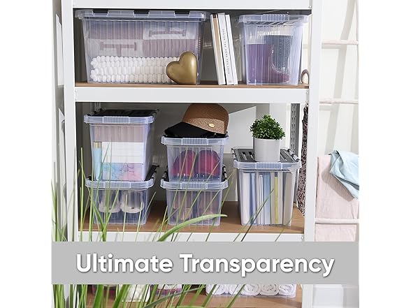 Superio 12-Pack Clear Storage Bins with Lids 17 Quart (15"x10"x10.25") 