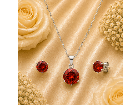 Red Stone Necklace & Earring Set