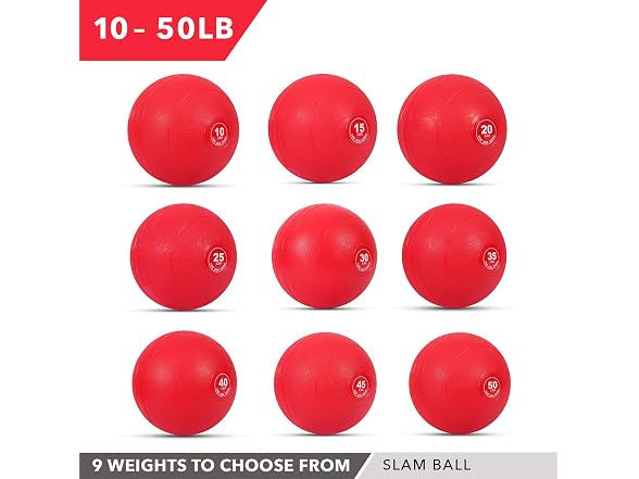 Day 1 Fitness Weighted Slam Ball, 15 lbs, Red