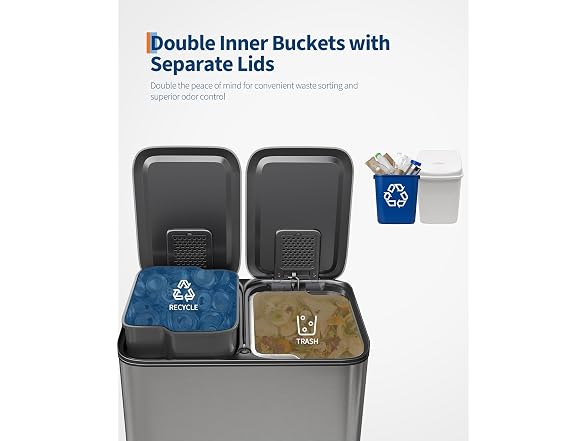 Dual Kitchen Trash Can, 2 x 8 Gal (2 x 30L)
