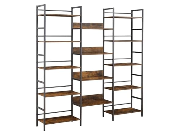 Tzou 5-Tier Rustic Brown Bookshelf