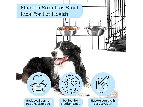 Set of 2 Stainless-Steel Dog Bowls