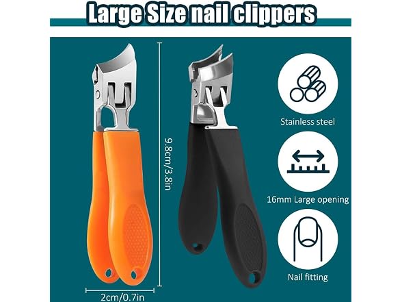Generic 2PCS Wide Jaw Opening Slanted Nail Clipper