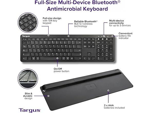 Targus Full-Size Multi-Device Bluetooth Keyboard