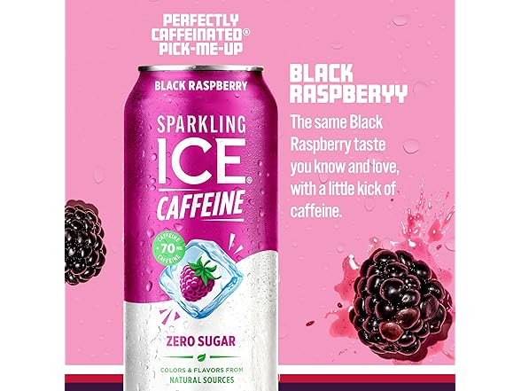 12PK Sparkling Ice Caffeine Black Raspberry Sparkling Water