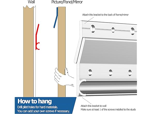 French Cleat Picture & Mirror Hanger 12"- 60lbs.