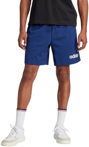adidas Men's Essentials Linear Single Jersey 7-Inch Sportswear Shorts, Dark Blue/White, Large
