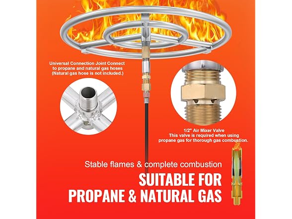 18 inch Round Stainless-Steel Fire Pit Burner