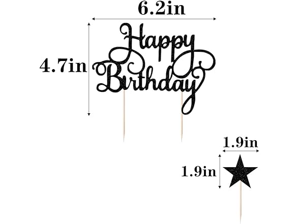  7 ct Backflash Happy Birthday Topper