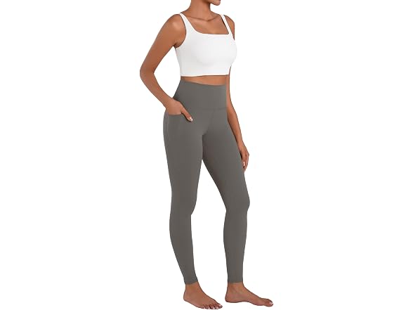 Sunzel Womens Leggings 28in M Charcoal Grey W/Pockets