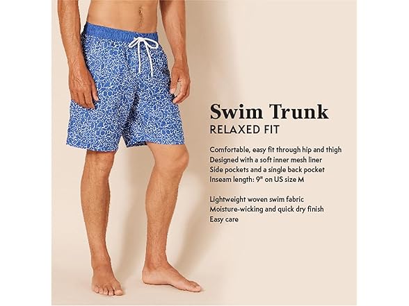 Amazon Essentials Men's 9" Swim Trunks with Mesh Lining