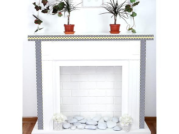 Barker Creek Double-Sided Border, Chevron Navy & Yellow
