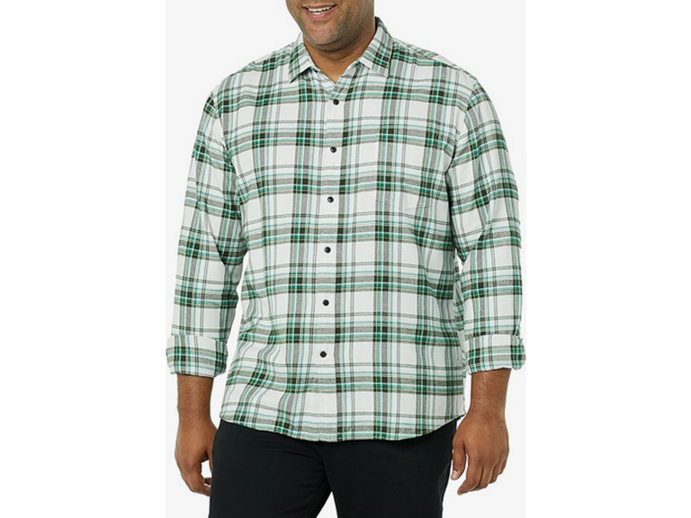 Amazon Essentials Men's Long-Sleeve Flannel Shirt (Available in Big & Tall), White Plaid, Small