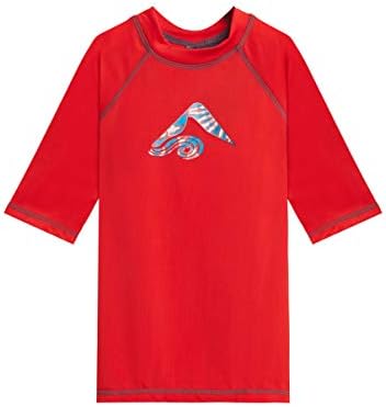 Kanu Surf Boys' Haywire UPF 50+ Sun Protective Rashguard Swim Shirt, Twister Red, 12
