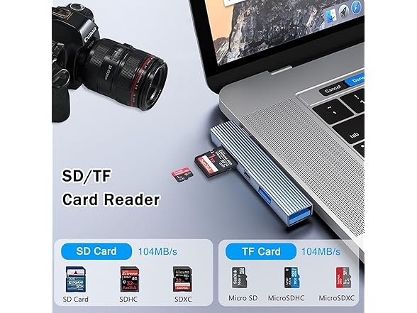 5-in-1 USB Hub with Memory Card Reader