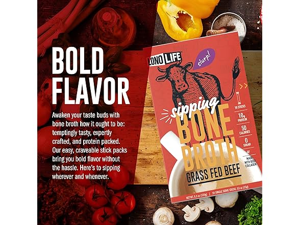 4PK LonoLife Beef Bone Broth Powder Mix | Grass-Fed