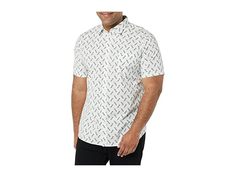 Amazon Essentials Men's Slim-Fit Short-Sleeve Poplin Shirt, Light Blue Bird Print, XX-Large
