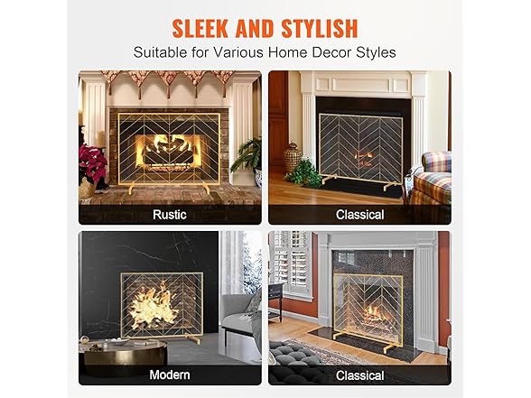 VEVOR Fireplace Screen Single Panel