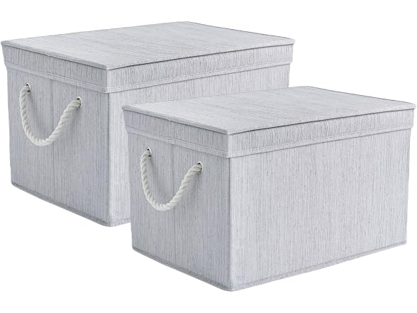 Suptinwear Large Storage Baskets with Lid for Shelves, Gey