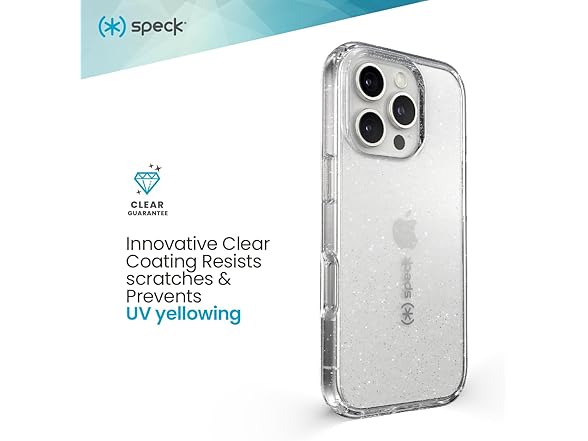 Speck Clear iPhone 16 Pro Case Glitter