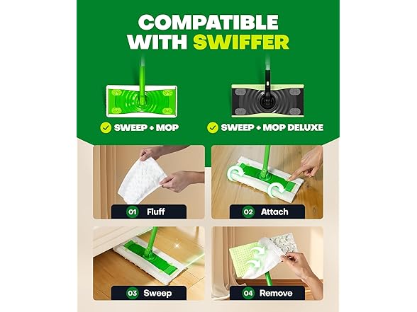 Domudy 60 Count Heavy Duty Dry Sweeping Cloths Refills