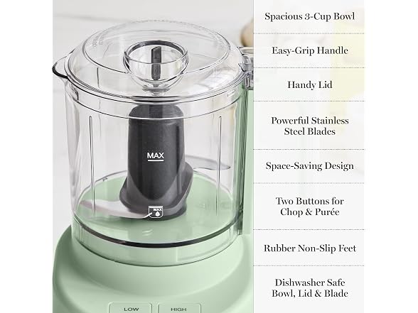 Martha Stewart 3 Cup Electric Vegetable Chopper Sage