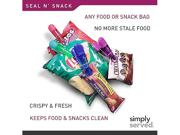 Simply Served Seal N Snack Magnetic Chip Clips, 16 Count