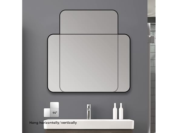 SNUGACE Black Metal Framed Mirror Rectangle