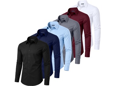 $44.99 5Pk Mens L/S Stretch Dress Shirt dealfomo