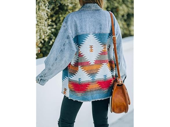 Unilexi Women (XL) Jacket Aztec Button Down Jean