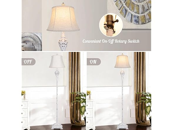 BesLowe Vintage Distressed White Floor Lamp