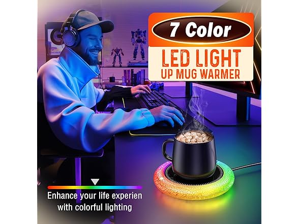 Coffee Mug Warmer with 7 LED Lights