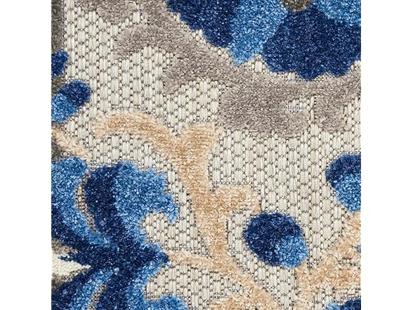 Nourison Home Aloha Indoor/Outdoor Natural/Blue 7'