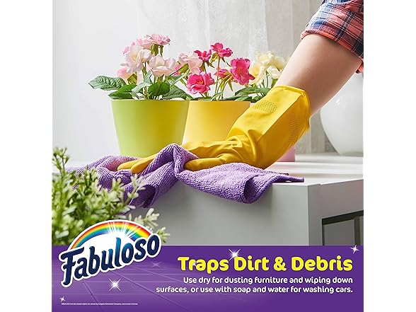 8CT Fabuloso Microfiber Cleaning Cloths, Rainbow