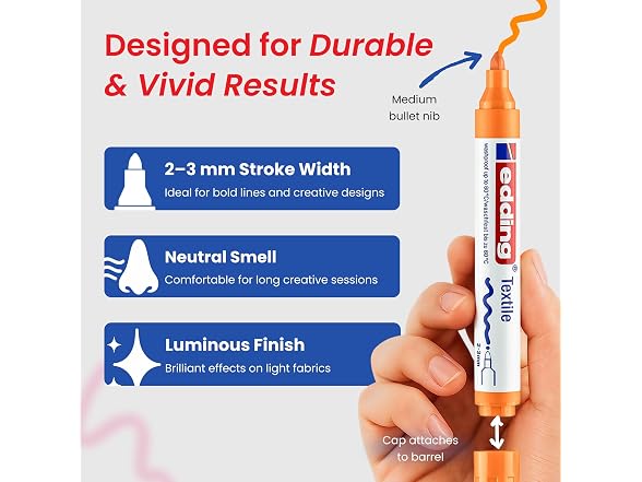 edding 4500 Textile Marker - Neon Orange, Box of 10