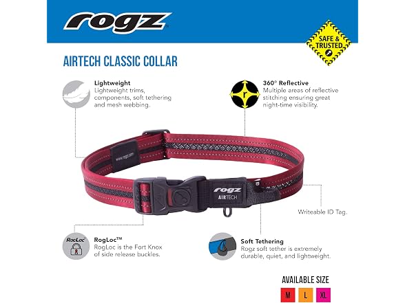 Rogz Airtech Classic Dog Collar Medium