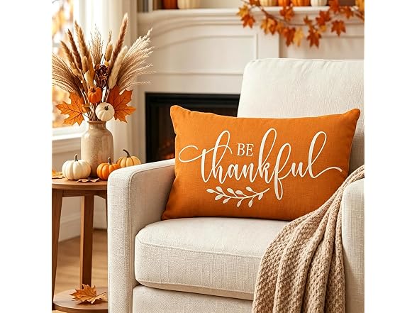 JXZYGMD Fall Pillow Cover 12x20 inch Be Thanksg
