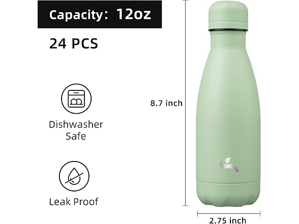 Konokyo 24 Pack 12 oz Insulated Stainless Steel Water Bottle