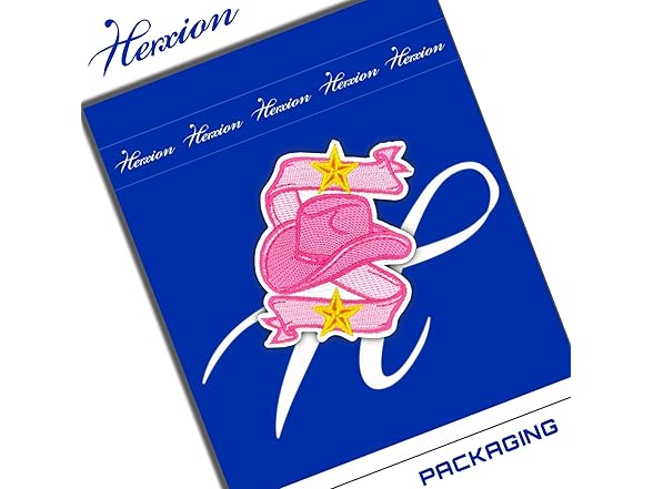 Herxion Western Iron On Patches, Pink Cowgirl Hat