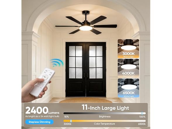 Eterfun 52in Ceiling Fan with Lights