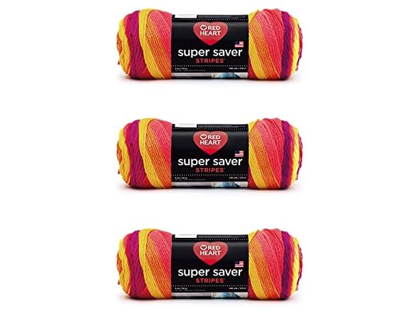 Red Heart Super Saver Yarn, 3 Pack, Fruity