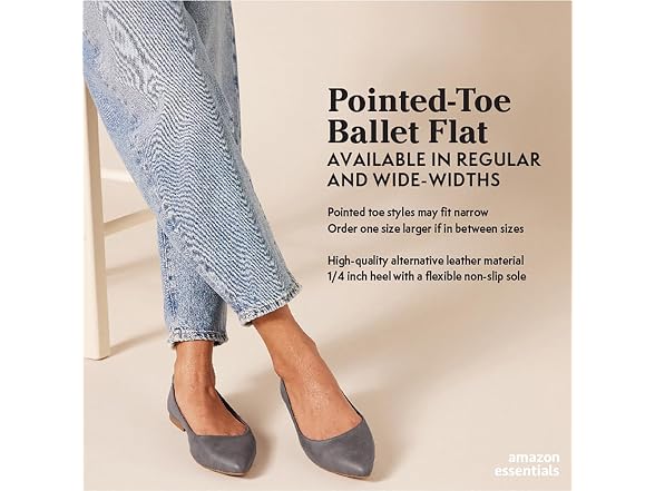 Amazon Essentials Women Cushioned Pointed-Toe Flat