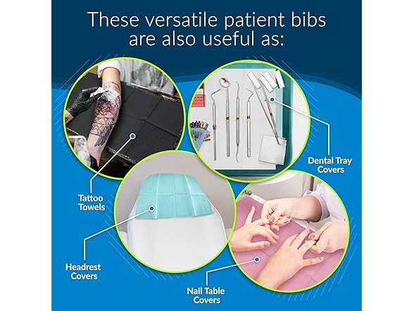 TIDI Dental Bibs Blue 13x18" 125ct