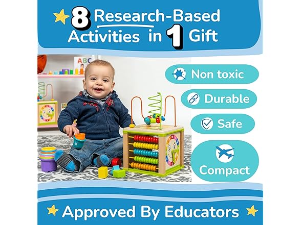 Wooden Baby Activity Cube Toy