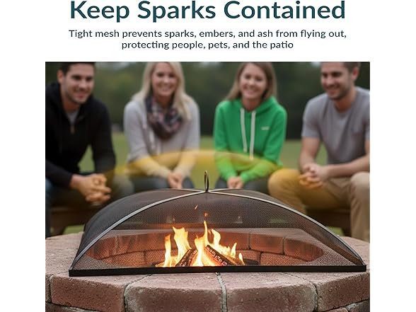 Sunnydaze 31" Heavy-Duty Steel Mesh Fire Pit Spark Screen Cover